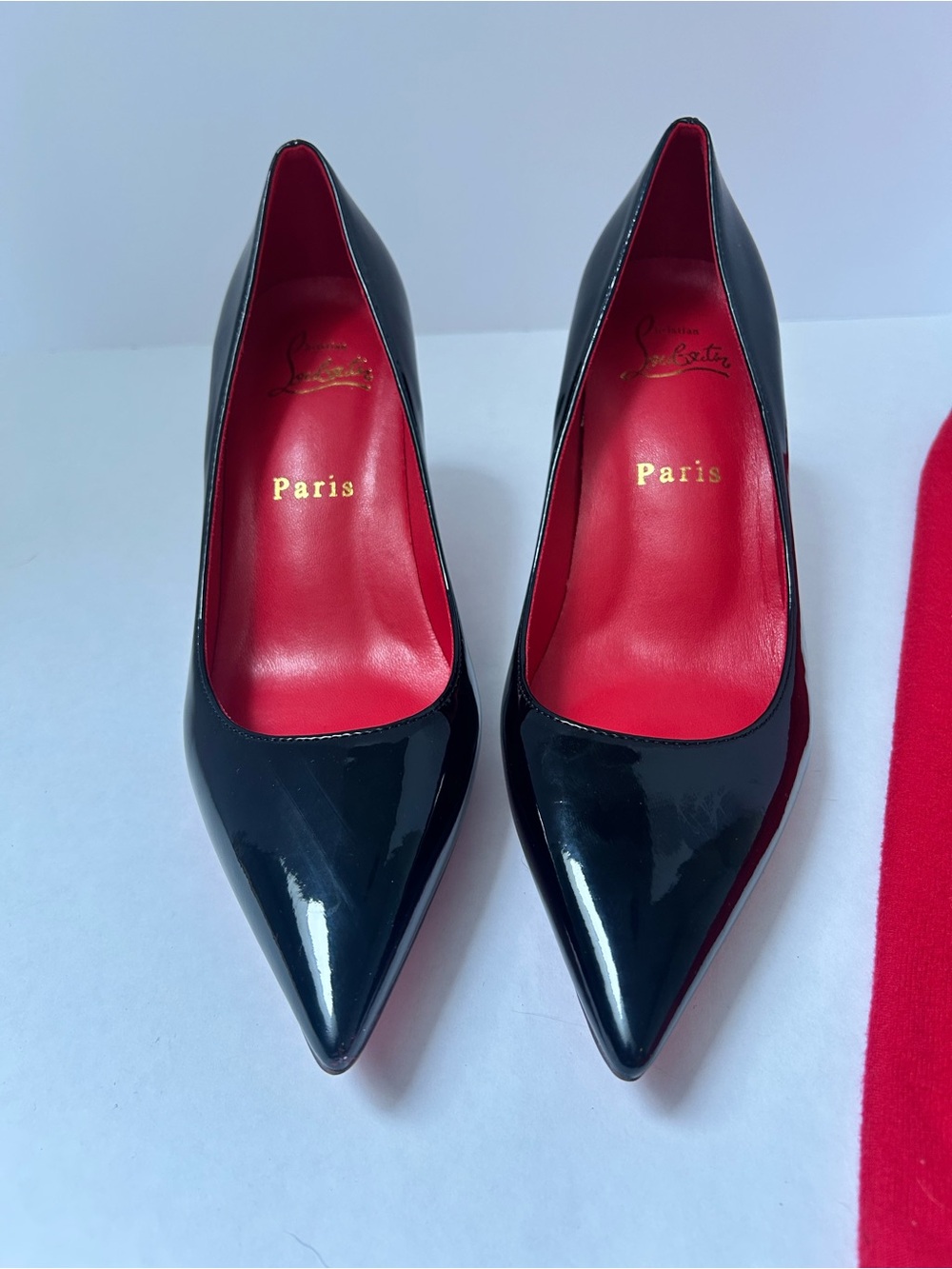Classic Black Patent Stiletto Pumps with Red Soles - Picture 4 of 7